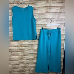 No Brand Teal Sleeveless Top and Pants Set Sz large